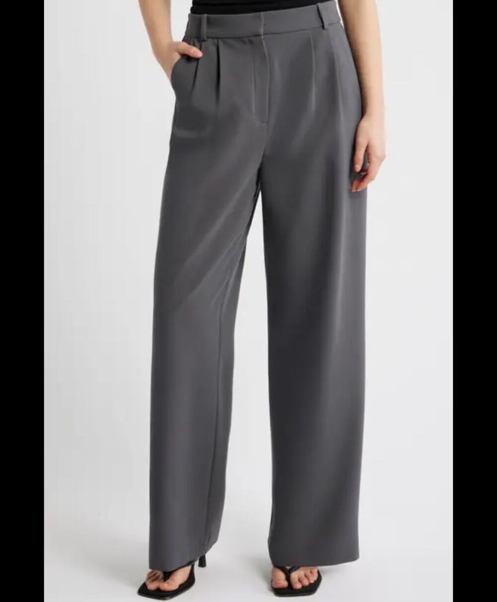 New Caara pleated front dark gray dress pants size S
